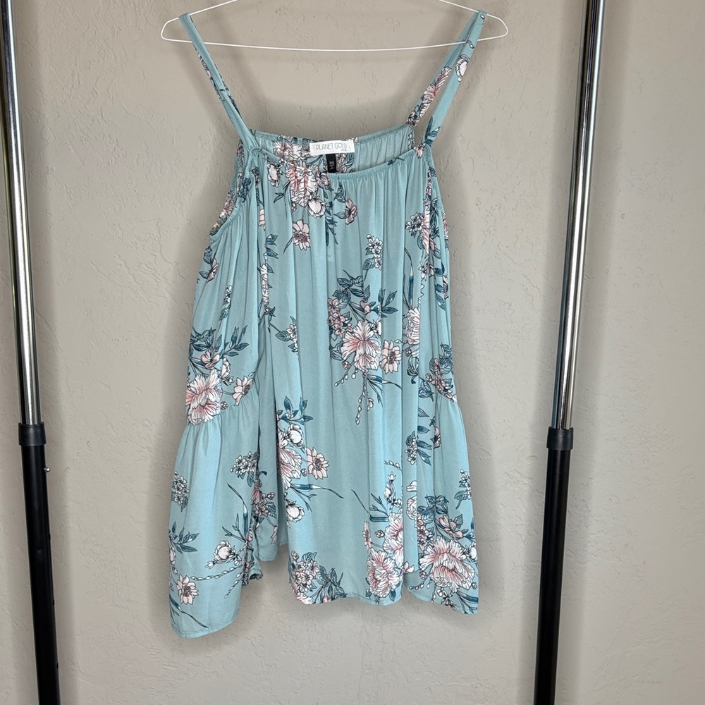 Sweet Claire Sky Blue Floral Tank Top